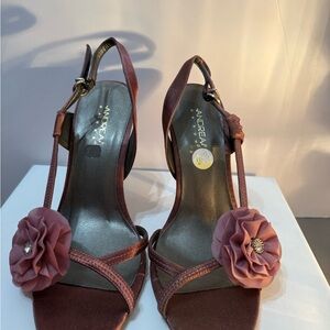 ANDREA FENZI Women's Mauve Floral Heels